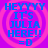 Blue text on a purple background with pink concentric circles, reading "HEYYYY IT'S JULIA HERE!! =D" in four identical quadrants.