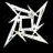 A contact sheet of 25 animated frames showing a white shuriken-like shape with red text "METALLICA" on black background, arranged in 5x5 grid.