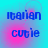 Blue text reading "Italian cutie" on a cyan background with pink gradient overlays, displayed in four identical