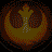 Animated sequence showing a circular emblem transitioning from dark brown to bright yellow with glowing effects, alongside static text elements.