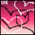 Animated pink gradient background with black-outlined hearts and white lightning-like lines, displaying changing text above the heart shapes.