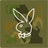 Pixelated static icon of a stylized animal face with prominent ears and curved lines on a muted background.