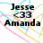 Pixelated text displays 'Jesse', ':33', and 'Amanda' over a white background with multicolored diagonal lines in cyan, pink, yellow, green.