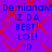 Blue text on purple background with red diamond pattern, repeating identical phrases and emoticons across four quadrants