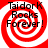Red and white spiral background with black text reading "Taidor K Rocks Forever!" in four quadrants.