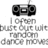A static image shows a black boombox above text reading "I often dust out with random dance moves" on white background.