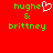 Red background with green pixelated text 'hughe & brittney' on left and right, white heart symbol replacing ampersand in left version.