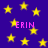 Purple background with scattered yellow stars and repeated pink text 'ERIN' in pixelated font.