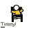 Animated contact sheet of a pixelated character named Timmy performing a running motion across 25 frames, with visible text labels and decreasing size in later frames.