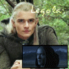 repeated images showing a person with long light hair in dark clothing against green foliage, each containing a small inset image and the text "Legola" above