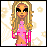 Pixel art of a blonde woman in pink clothing with yellow accents against a light floral background, alongside text reading "Shes So Lucky" and "Shes A Star".