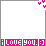 Static pixel art icon with white background, pink border, and text reading 'i LOVE you. :]' at bottom.