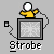 Pixelated icon shows a yellow figure with white head holding a black corded device above a gray box with a cross pattern, labeled 'Strobe' below.