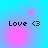 Four identical display 'Love <3' text over a blue background with pink circular light effects