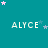Teal background with repeated 'ALYCE' text and scattered pink and light blue stars in a pattern
