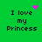 Green background displays four identical text blocks reading 'I love my Princess' with pixelated pink heart and starburst symbols in top corners.