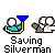 Pixel art animation of two figures in a , one with blue funnel-shaped headgear and yellow base, the other gray; text bubbles change between 'And...', 'Beer Bong', 'Saving Silverman for the lady', and '???'