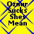 Yellow background with blue diamond pattern and black text reading "Oznur Sucks Shes Mean" in four identical
