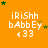 Orange background with white text 'iRiShh bAbbEy <33' and green/yellow stars in a pattern