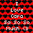 Red background with black heart pattern and repeated white text "I Love Cara So So So Much <3" in pixelated font.