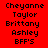 Red background with black text listing names and 'BFF'S' in three , each having a white rectangular highlight on one