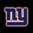 A four-quadrant displays a pixelated 'NY' logo on black, 'NYG' text on red, 'Big Blue' text on red, and a gray quadrant