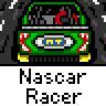Animated contact sheet showing 12 frames of a green race car icon with red accents and yellow headlights, displayed in a 4x3 grid on gray background.