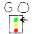 Six pixelated display text and symbols: 'GO' above a traffic light, 'BE' with a bee, 'A?N' on a yellow face, 'EAT' over rice, 'DOGS!' with a dog, and 'STIR FRY' on a frying pan