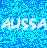 Two side-by-side animated frames of a pixelated blue background with the name "ALISSA" in white and black text respectively.
