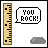 A two-frame animated contact sheet showing a ruler and speech bubble with changing text, set against a gray transparency background.
