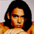 A 2x2 contact sheet of a pixelated animated icon featuring a person with long dark hair in two frames and a