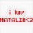 Red pixelated text on a white background reads 'i luv NATALIE<3' with the heart symbol as a red 3D-style character.