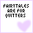 A 4x3 contact sheet of a pixel art animation showing the phrase "FAIRYTALES ARE FOR QUITTERS" with varying text opacity and heart symbols across frames.