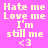Pixelated text on a bright pink background with alternating light and dark pink horizontal bands.