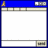 Static pixelated image of a blue-bordered window with beige and gray elements, featuring a blank white central area.