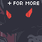 Pixel art animation of red flame shapes moving against a dark background with subtle gray and purple tones.