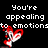 Pixelated text and two red-and-white winged figures on black background, with visible animation changes between frames.