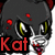 Animated pixel art of a gray cat-like creature with glowing green eyes, red accents on head and mouth, and the word 'Kat' in stylized text.
