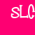 Pixelated white text 'SLC' on solid bright pink background, rendered in blocky low-resolution style with visible pixelation.