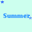 Light blue background with blue text reading "Summer" and scattered blue and light blue stars in various positions across the image.