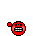 Red pixelated devil face with white teeth and a small red horn, above speech bubbles containing shifting symbols like @#$!^%.
