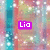 Pixelated image with colorful abstract background and purple text box reading 'Lia' over a teal vertical stripe.