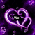 Animated purple neon heart with smaller heart inside, floating on dark purple background with pink bubbles, text 'the' overlaid.