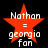 Red star-shaped icon with white text reading "Nathan = georgia fan" on black background, showing pixelated animation changes.
