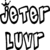 Four pixelated text-based icons arranged in a , displaying 'Jeter' and 'LuvP' with black outlines on the left and blue outlines on the right