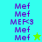 Pixelated text 'Mef' and 'MEF<3' repeated on cyan and green backgrounds with a star symbol in one frame.