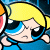 Pixelated cartoon character with blonde pigtails and blue outfit on left, green background with "Original Icons .com" text on right in a contact sheet layout.