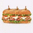 Pixelated sandwich with toothpicks on white background, yellow with purple text and repeated #2 symbols