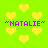 Pixelated green background with yellow heart shapes and purple text reading "NATALIE" in quotation marks, repeated across the image.