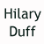 Two side-by-side text-based icons display 'Hilary Duff' with the right icon overlaid by a red prohibition symbol.